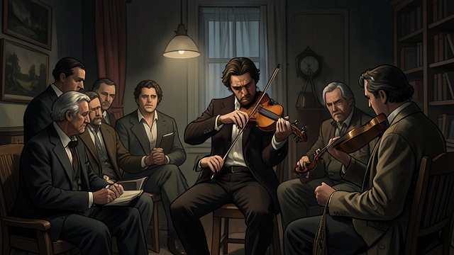 A Crowd Made Whole from "The Edge of the World". Reading the Room Emotion changes in performance Shay’s improvisation begins in grief, but Ben’s violin introduces an Irish lilt that shifts the mood.