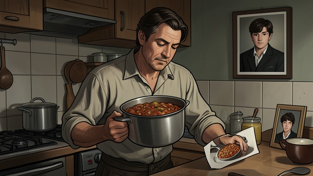 A Family Recipe on the Road from "The Edge of the World". The Goulash Message A picture exchanged Shay sends Ollie a photograph of the food he has bought and jokes about the enormous serving.