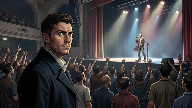 Ollie Watches Shay Perform from "The Edge of the World". Seeing from a Distance A performer as an image Ollie first encounters Shay through the stage and camera-ready spectacle of a concert.
