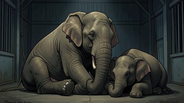 Stella's Last Comfort from "The One and Only Ivan". Stella's Last Comfort A quiet final presence Ruby sleeps near Stella as the older elephant struggles with her illness.