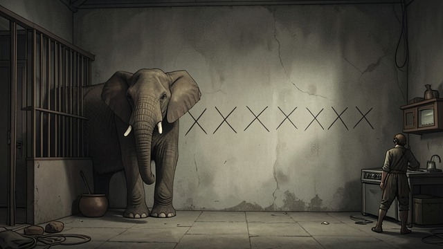 Counting the Captive Days from "The One and Only Ivan". Counting the Captive Days Time made visible Ivan marks an X for each day he has lived with humans, producing a long procession across the wall.
