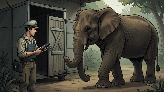 The Zoo Transport Box from "The One and Only Ivan". The Zoo Transport Box A careful introduction A zoo worker uses a clicker and treats to help Ruby approach a transport box.