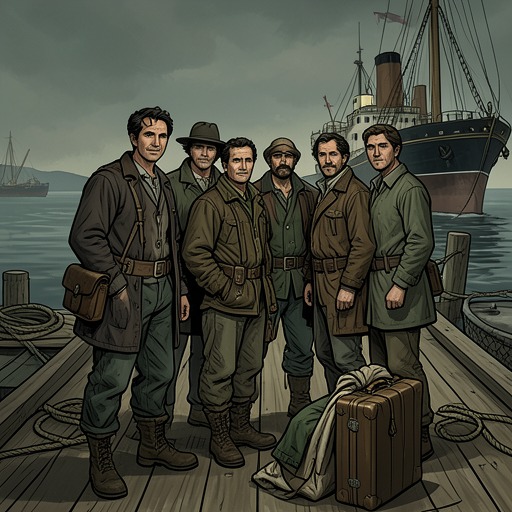 The Journey of the Emigrants from "David Copperfield". The Micawbers and Peggotty household leave England to escape poverty, grief, and social constraints, carrying hopes for a different future.