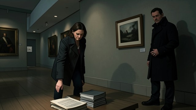 Owen at the Exhibition from "The Last Thing He Told Me". A Brief Appearance The Man in Disguise At a design exhibition, an altered man wearing Owen’s oak ring helps Hannah gather dropped papers.