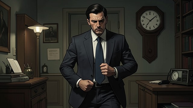 Panic Behind the Office Door from "Night Train". Panic Behind the Office Door A Powerful Man Unmoored Tom visits Mike and shows a primitive panic rarely visible in a senior police official.