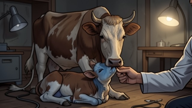 A Mother and Her Calf from "All Creatures Great and Small". A Mother and Her Calf A Newborn’s Survival After a prolonged, difficult delivery, the calf emerges limp and blue.