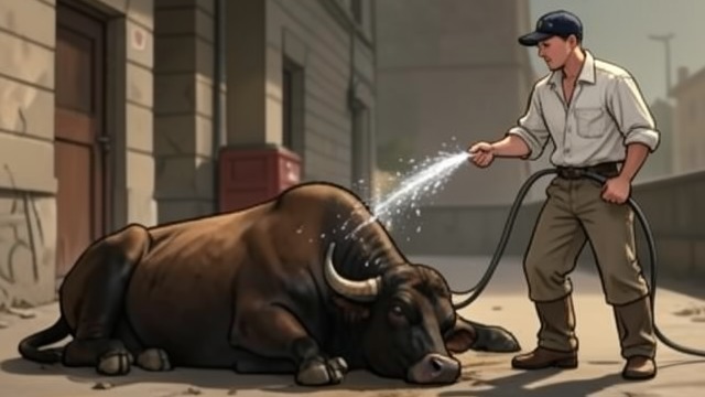 A Bull in Distress from "All Creatures Great and Small". A Bull in Distress Crisis on a Hot Day Calvert’s prized bull struggles to breathe and appears close to death.