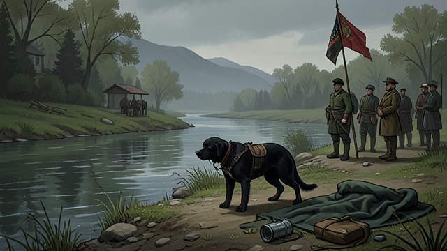 The Dog Left Behind from "A Dog's Way Home". The Dog Left Behind A public farewell Veterans and neighbors gather by the river and sing the Marines’ Hymn as Axel’s body is taken away.