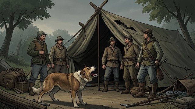 Defending the Camp from "A Dog's Way Home". Defending the Camp A home destroyed Three young men vandalize Axel’s tent and belongings while he watches, frightened and frozen.