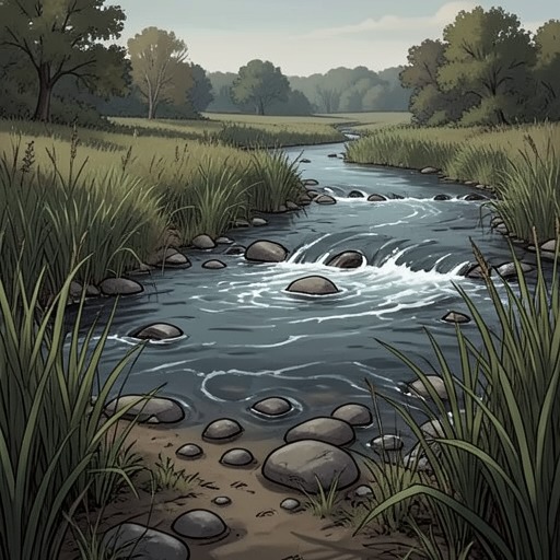The River’s Changing Course from "The Eight Mountains: A Novel". The river shifts from Pietro’s childhood playground into a record of ecological change, memory, and hidden continuity.