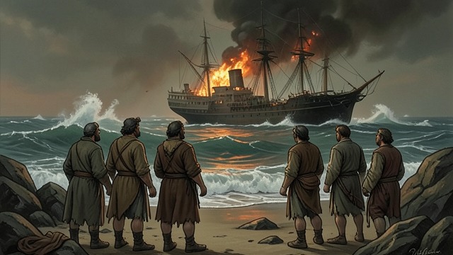 Merchants Mourn from "Book of Revelation". Merchants Mourn Wealth disappears Kings, merchants, and sailors watch Babylon burn and lament the collapse of its trade and riches.