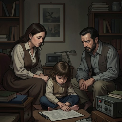Carag and His Adoptive Family from "Woodwalkers". Carag's adoptive home offers care and human learning, but his concealed identity and family tensions prevent complete intimacy.