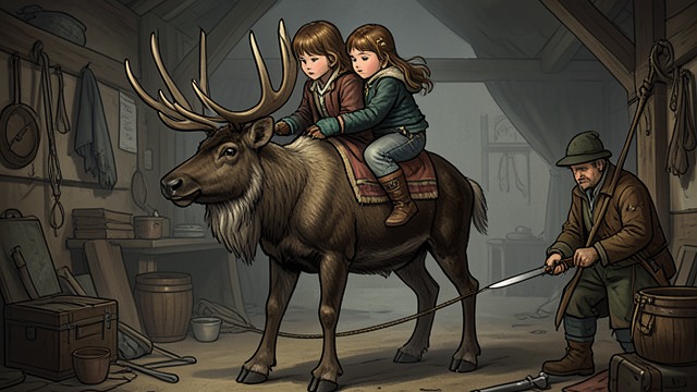 The Reindeer Freed from "The Snow Queen". The Reindeer Freed Practical courage The Robber-girl unties the Reindeer and places Gerda securely on his back.