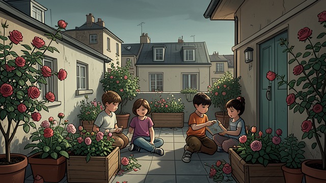 Home as a Rooftop Garden from "The Snow Queen". Home as a Rooftop Garden A small shared refuge The neighboring garrets open onto a garden made from flower boxes and rose branches.