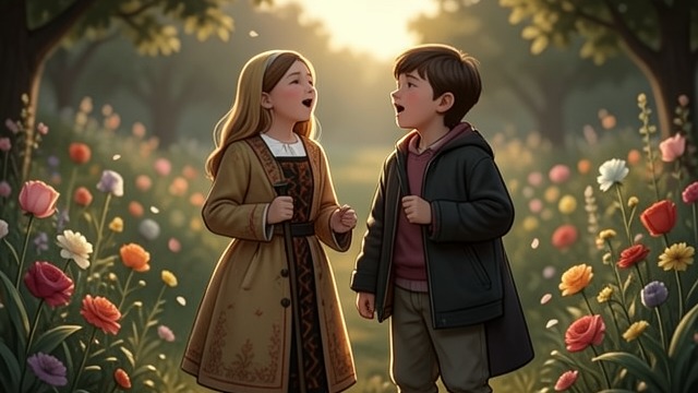 The Song Learned from "The Snow Queen". The Song Learned A childhood refrain Gerda learns a hymn joining blooming roses with the promise of seeing the Christ Child.
