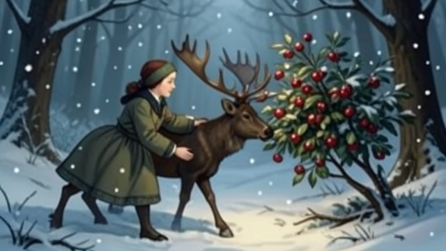 Freedom at the Bush from "The Snow Queen". Freedom at the Bush The last escort ends The Reindeer carries Gerda to the red-berried bush and leaves her there without shoes or gloves.