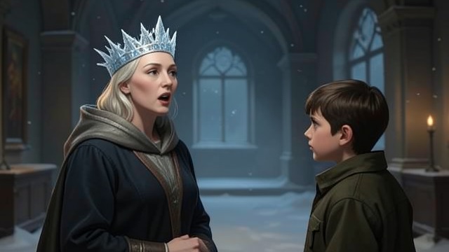 The Limit Announced from "The Snow Queen". The Limit Announced A declared boundary The Snow Queen says she must not kiss Kay again or she would kiss him to death.