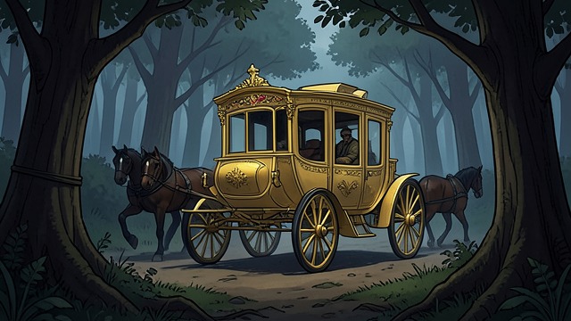 Golden Coach at Risk from "The Snow Queen". Golden Coach at Risk Visibility invites attack The Golden Carriage shines through the forest like a torch, drawing the robbers’ attention.