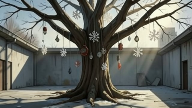 Holiday Decoration from "Eileen". Holiday Decoration A Tree at the Prison Eileen decorates Moorehead’s Christmas tree with worn ornaments and old paper snowflakes made by boys who have since…