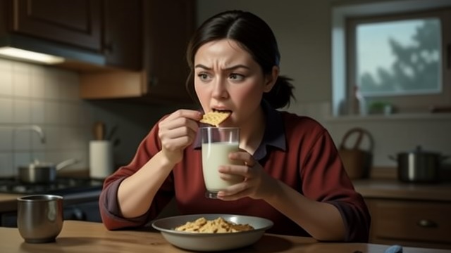 A Different Appetite from "Eileen". A Different Appetite Hunger Returns After receiving Charlie’s gun, Eileen eats cheese crackers and drinks milk with unusual appetite.