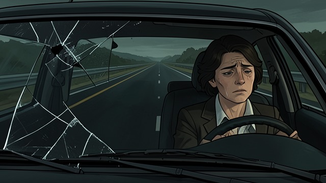 A Failed Road Test from "Eileen". A Failed Road Test Outside the Town Eileen drives toward Boston but becomes exhausted and is stopped on the highway.