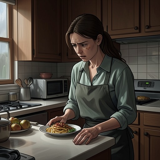 Eileen’s Self-Starvation from "Eileen". This thread traces Eileen’s estrangement from her body through food restriction, laxative abuse, and the brief bodily relief she mistakes for control.