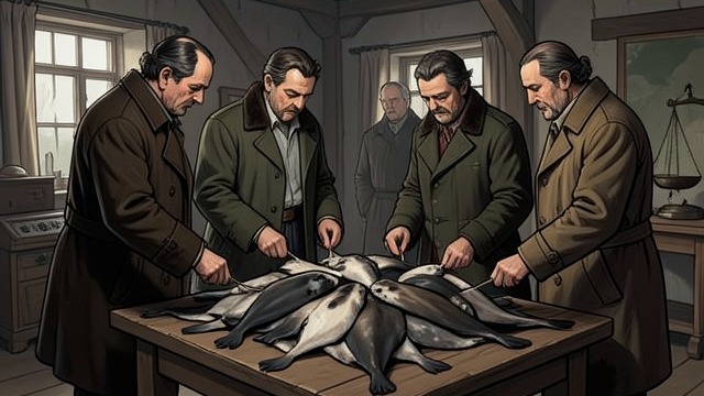 Animals Priced at Sea from "The North Water". Living Creatures Measured The seals become skins The crew kills seals and counts the skins as expected tons of oil and market value.