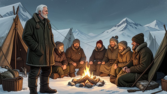 An Outsider at the Camp from "The North Water". Entering the Igloo A visitor among families Patrick Sumner joins Urgang and Merok at their winter camp.