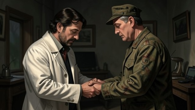 A Hand Held from "The North Water". A Quiet Bond The priest survives the night The priest wakes and asks what Sumner found inside him. Sumner answers plainly and tends the wound.