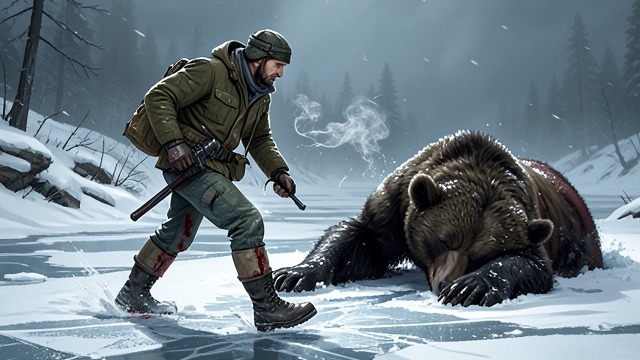 Eating to Live from "The North Water". A Brutal Continuation The bear is followed Sumner tracks a wounded bear across the ice despite hunger, cold, and a bad leg.