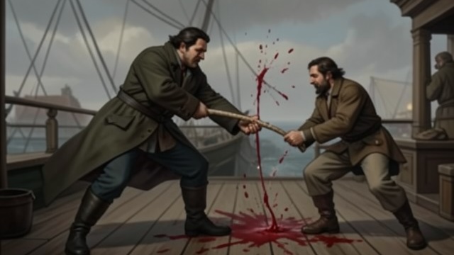 The Attack in His Cabin from "The North Water". Command Under Assault A crime exposed Sumner finds Joseph Hannah’s tooth in Henry Drax’s arm.