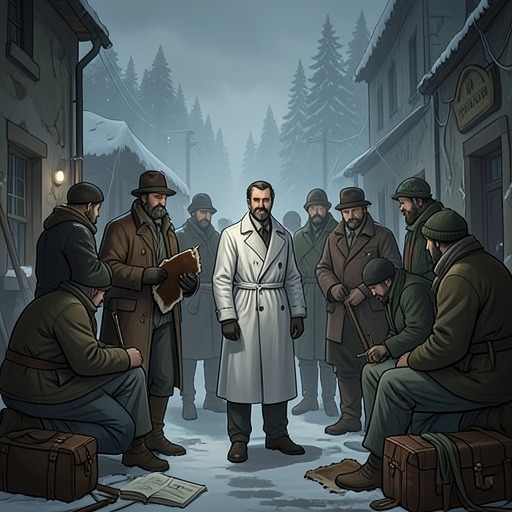 Sumner and the Crew from "The North Water". Sumner’s relation to the crew shifts from detached medical service to reluctant participation, and finally to a survivor’s separation from the dead.