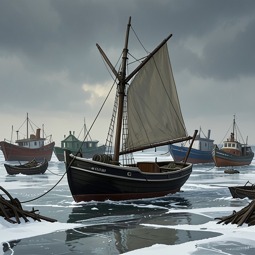 The Greenland Whaling Industry from "The North Water". The voyage’s shrinking commercial prospects expose how industrial change and resource depletion shape the crew’s fate.