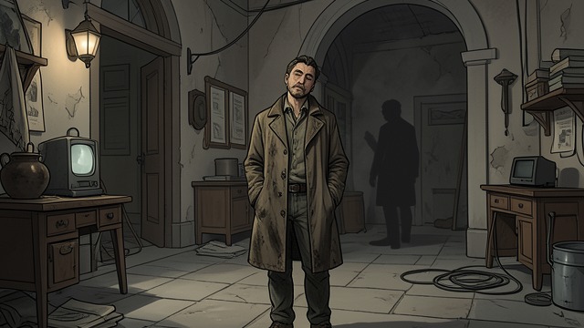 The Night Worker from "The Mystery of The Invisible Dog". The Night Worker A disheveled neighbor Sonny Elmquist appears in the courtyard after working an overnight shift.