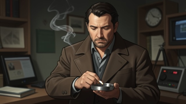 A Familiar Ashtray from "The Mystery of The Invisible Dog". A Familiar Ashtray A claim of caution John Murphy boasts that his special ashtray will prevent a cigarette from falling out.
