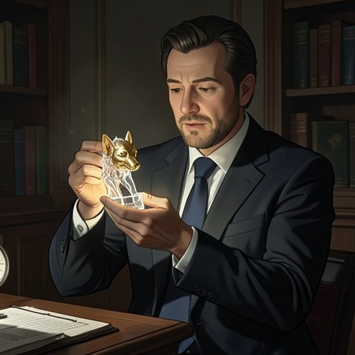 The Invisible Hound from "The Mystery of The Invisible Dog". The sculpture’s transparency, its hiding place, and the boys’ close observation turn an apparently vanished artwork into a solvable physical mystery.
