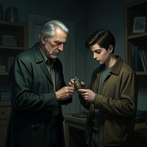 Murphy and Harley from "The Mystery of The Invisible Dog". The uncle-nephew bond contains warmth and role reversal, then becomes the emotional cost of Murphy’s decision to steal from Harley’s future.
