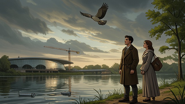 The Crane by the River from "All the Bright Places". The Crane by the River A lost-looking visitor Theodore Finch brings Violet Markey to watch a hooded crane near the river, a bird far from its usual home.