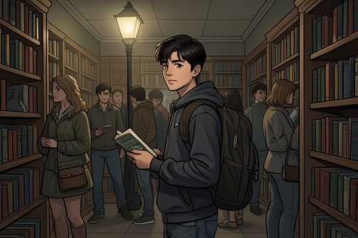 Apollo放弃大学学业,投身珍本书籍生意,《换子疑云》中的场景。1995年,阿波罗·卡格瓦决定不去昆斯学院就读,这一决定让他青少年时期的售书事业成为自己选择的志业。一位导师赠给他的《一个文学考古学家的自白》,为他提供了一个范例,让他得以设想珍本收藏可以成为终身事业;阿波罗从这种可能性中看到了自己,并选择了这门前途未卜的行当,而不是他凭成绩取得的大学名额。
