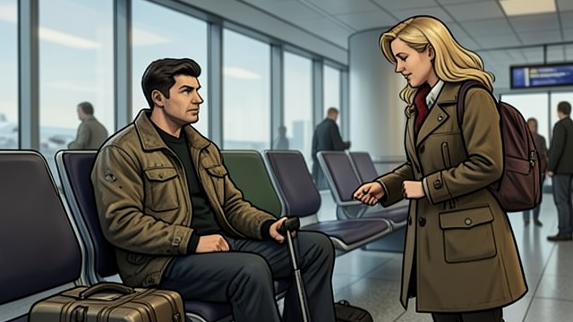 A Promise at the Airport from "The Changeling". The One Who Stayed A long wait Apollo waits overnight at the airport for Emma’s delayed flight, and she is moved that he remained there.
