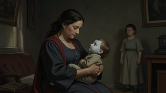 A Story Opens the Book from "The Changeling". A Tale of a Missing Child A father is away The book begins with a father absent at sea and a mother who does not fully attend to her children.