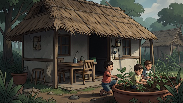 Children’s Daily Life from "The Changeling". A Roughly Built Home Care in common The women grow food, educate children in the library, and share meals in makeshift buildings.