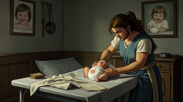 Daily Care from "The Changeling". The New Dad’s Routine Repeated acts of attention Apollo changes diapers, carries Brian, takes him to the park, and shares photographs with friends and family.
