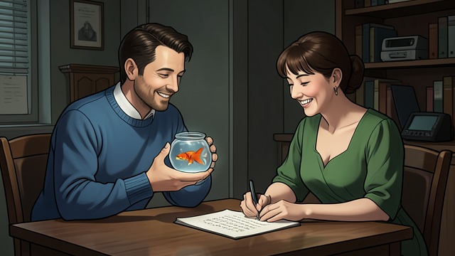 A Shared Fish and a Private Poem from "Our Chemical Hearts". A Shared Fish and a Private Poem Small objects of togetherness Henry and Grace adopt Ricky Martin Knupps II and create a playful family around the fish.