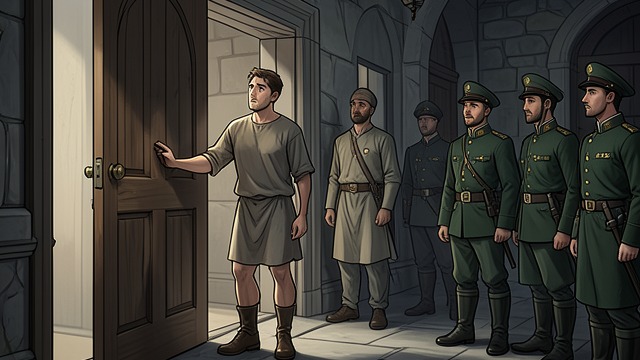 The Candidate Who Leaves from "De brief voor de Koning". The Candidate Who Leaves Compassion over ceremony Tiuri opens the chapel door in response to a stranger’s plea, breaking the prescribed vigil.