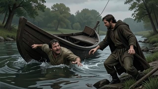 The River’s Test from "De brief voor de Koning". The River’s Test A sinking boat Their illegal crossing goes wrong when the leaking boat strikes a submerged rock and Piak falls into the water.