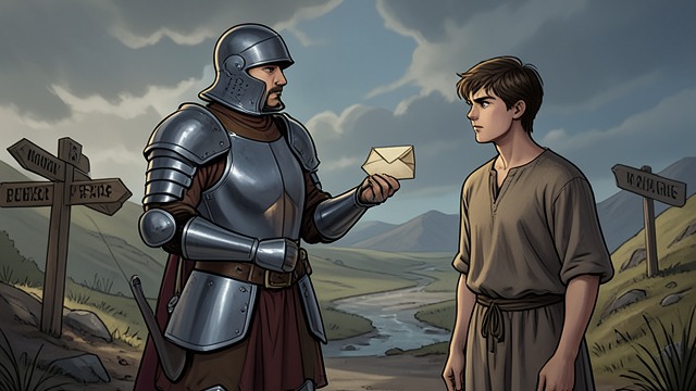 A Promise Transferred from "De brief voor de Koning". A Promise Transferred The knight’s final charge Edwinem learns that his own squire has found a courier, then directs Tiuri to take the letter west.