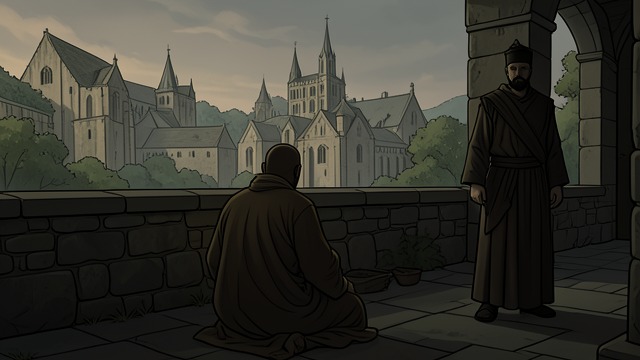 Silence in the Abbey from "De brief voor de Koning". Silence in the Abbey A protected secret Tiuri tells the monks where he is going but withholds his mission.