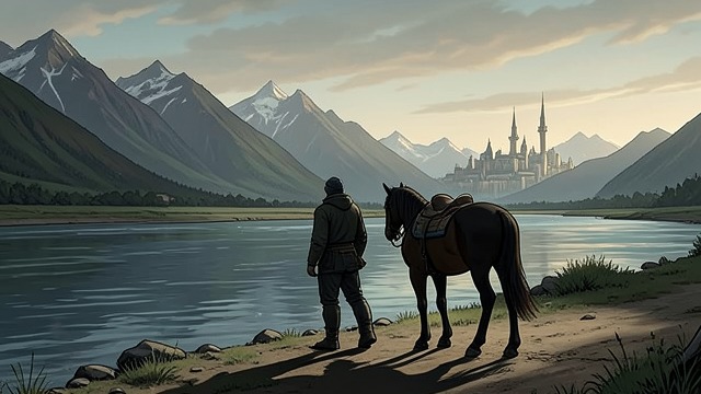 Piak Sees the Lowlands from "De brief voor de Koning". Piak Sees the Lowlands A world enlarged Piak leaves his mountain home and encounters roads, cities, horses, and broad rivers.
