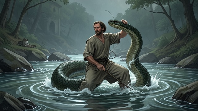 A Man Becomes a Serpent from "Kalevala". A Man Becomes a Serpent Survival through another form Wainamoinen changes himself into a snake-like creature and passes through the nets in Tuoni’s river.